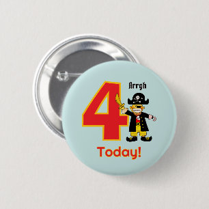 Badge Rond 5 Cm Joyeux Anniversaire Mignon Garçon Pirate 4 Ans