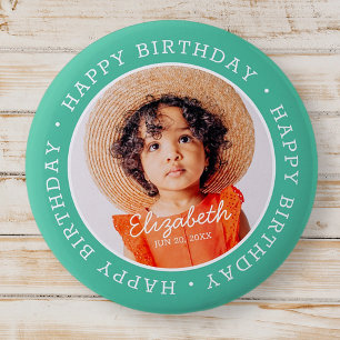 Badge Rond 5 Cm Joyeux anniversaire moderne Preppy Photo personnal