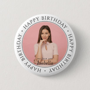 Badge Rond 5 Cm Joyeux Anniversaire Moderne Simple Personnalisé Ph