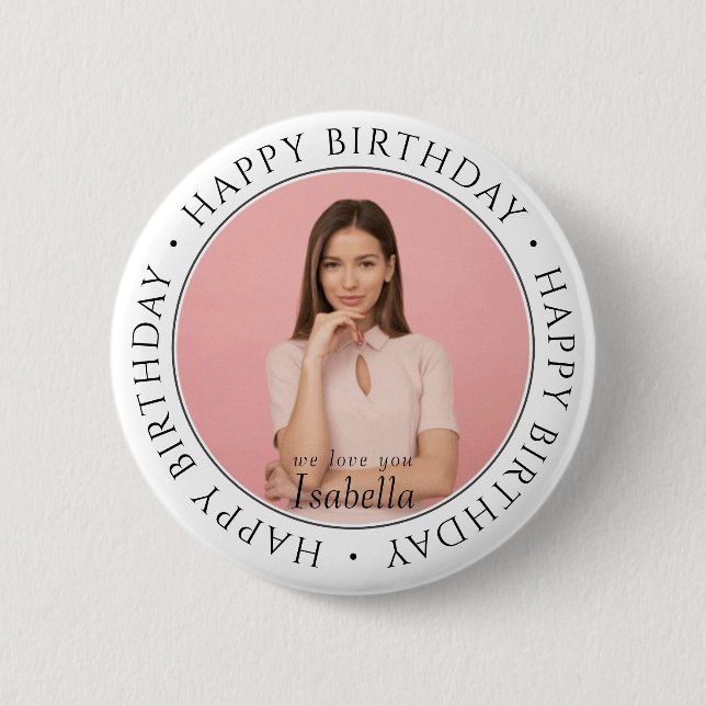 Badge Rond 5 Cm Joyeux Anniversaire Moderne Simple Personnalisé Ph (Devant)
