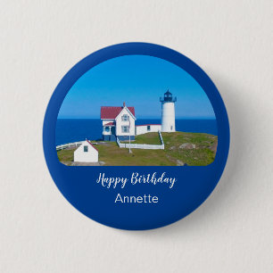 Badge Rond 5 Cm Joyeux Anniversaire Nubble Phare