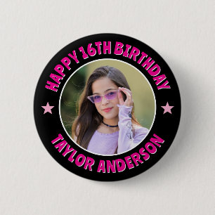 Badge Rond 5 Cm Joyeux Anniversaire Personnalisé Photo Chic Mignon