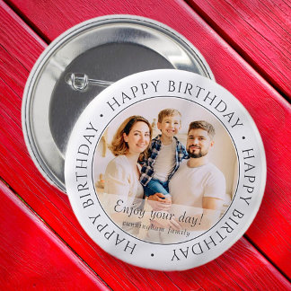 Badge Rond 5 Cm Joyeux anniversaire | Photo classique simple perso