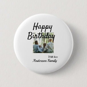 Badge Rond 5 Cm Joyeux anniversaire photo nom de famille classe él