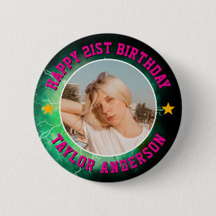 Badge Rond 5 Cm Joyeux Anniversaire Photo Personnalisée Bootleg Ré