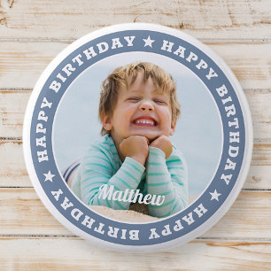 Badge Rond 5 Cm Joyeux anniversaire Simple moderne photo personnal