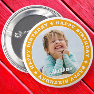 Badge Rond 5 Cm Joyeux anniversaire Simple moderne photo personnal