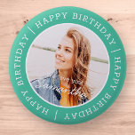 Badge Rond 5 Cm Joyeux anniversaire simple Preppy moderne photo pe<br><div class="desc">Ce design simple et moderne est composé de typographie serif et d'ajouter une photo personnalisée.</div>