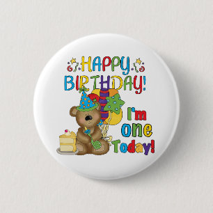 Badge Rond 5 Cm Joyeux anniversaire Teddy Bear 1er T-shirts et cad