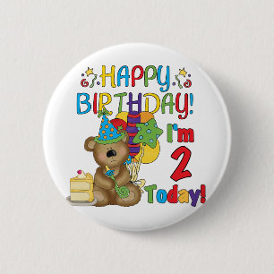 Badge Rond 5 Cm Joyeux anniversaire Teddy Bear 2e anniversaire