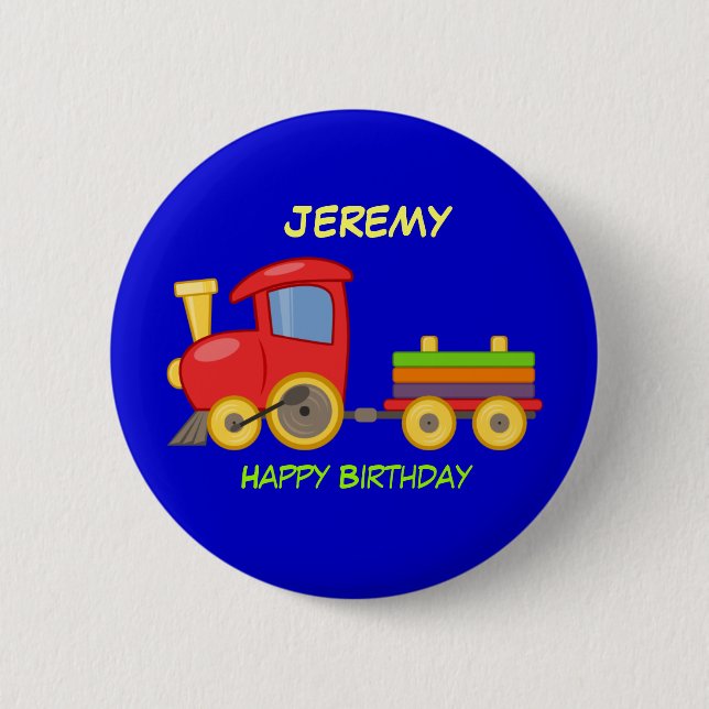Badge Rond 5 Cm Joyeux anniversaire, Toy Train, modèle (Devant)
