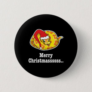 Badge Rond 5 Cm Joyeux Balle de Noël Python Aiguille Serpent