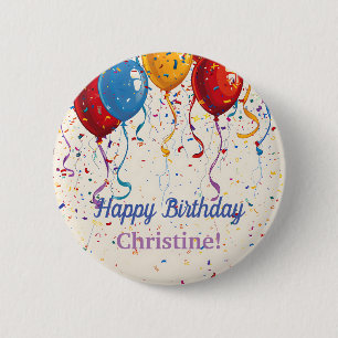 Badge Rond 5 Cm Joyeux Ballons d'anniversaire Conception personnal