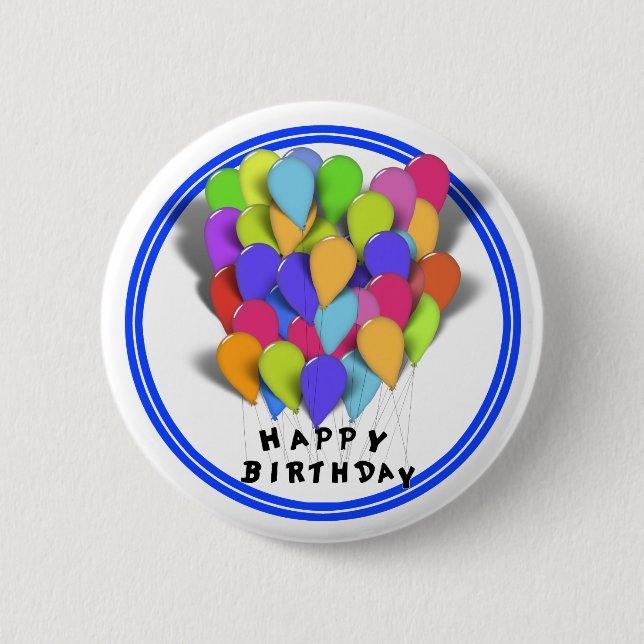 Badge Rond 5 Cm Joyeux Ballons d'anniversaire pour garçon (Trim bl (Devant)