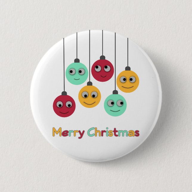 Badge Rond 5 Cm Joyeux Baubles de Noël (Devant)