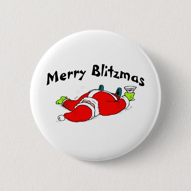 Badge Rond 5 Cm Joyeux Blitzmas Père Noël (Devant)