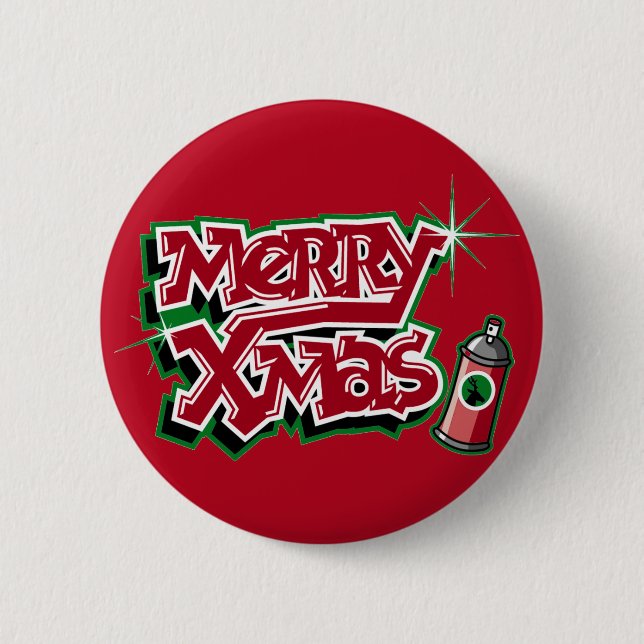 Badge Rond 5 Cm Joyeux bouton de graffiti de Noël (Devant)