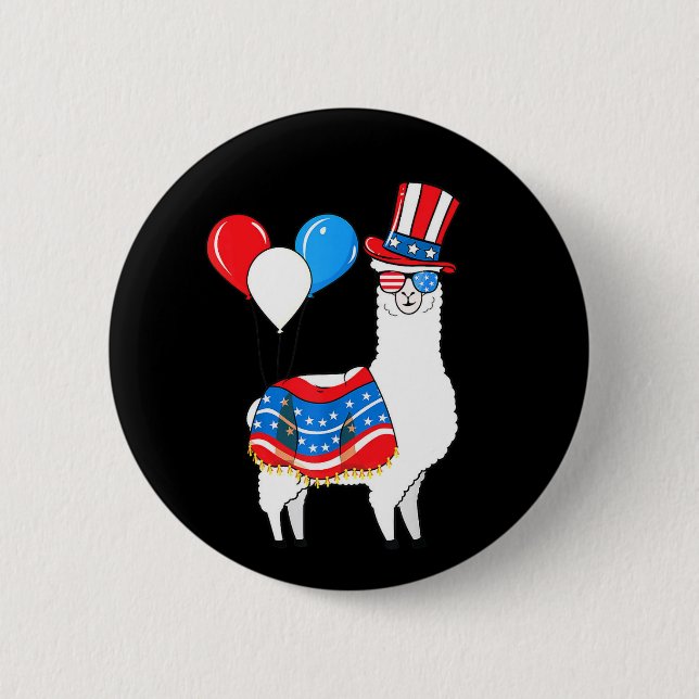 Badge Rond 5 Cm Joyeux bouton Llama du 4 juillet (Devant)
