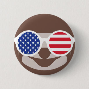 Badge Rond 5 Cm Joyeux bouton paresseux du 4 juillet
