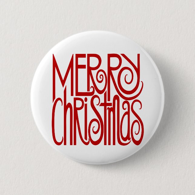 Badge Rond 5 Cm Joyeux Bouton rouge Noël (Devant)