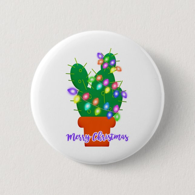 Badge Rond 5 Cm joyeux cactus de noël (Devant)