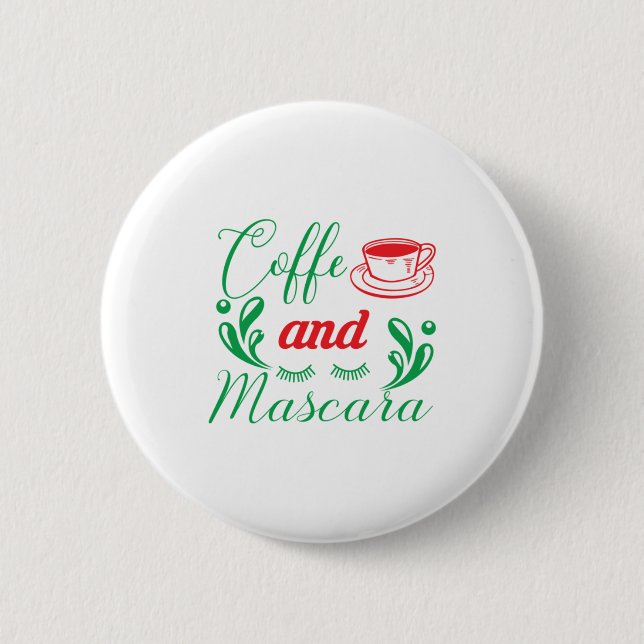 Badge Rond 5 Cm Joyeux Café Xmas Et Mascara (Devant)