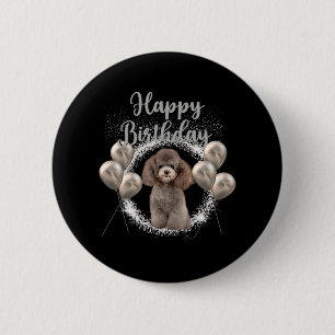 Badge Rond 5 Cm Joyeux caniche d'anniversaire