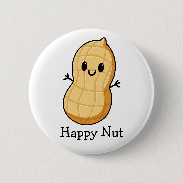 Badge Rond 5 Cm Joyeux caricature de cacahuète Kawaii - Nut souria (Devant)