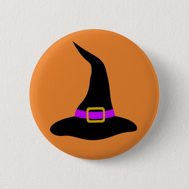 Badge Rond 5 Cm Joyeux Casquette de sorcière Halloween (Devant)