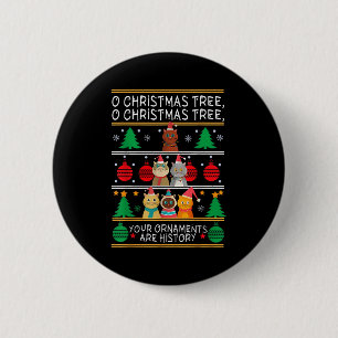 Badge Rond 5 Cm Joyeux Cat Noël Drôle Ô Arbre de Noël, Chat Xmas M
