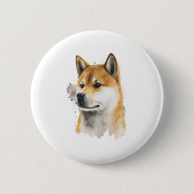Badge Rond 5 Cm Joyeux chien Akita (Devant)