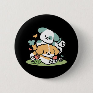 Badge Rond 5 Cm Joyeux Chiots Arrivés En Mai - Kawaii Dog Art