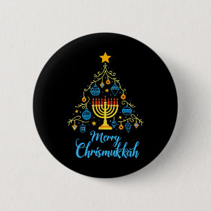 Badge Rond 5 Cm Joyeux Chrismukkah Menorah Arbre de Noël Chanukah