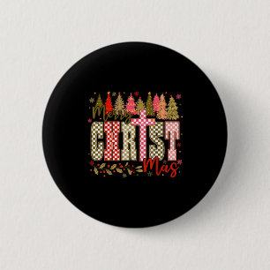 Badge Rond 5 Cm Joyeux Christ Jésus Noël Vacances Chrétien Dieu
