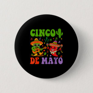 Badge Rond 5 Cm Joyeux cinco de mayo mexicain cactus et poivre