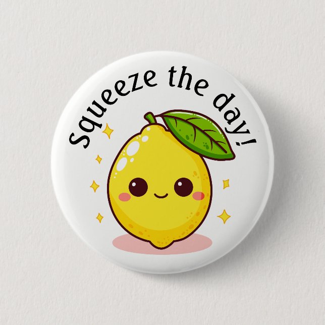 Badge Rond 5 Cm Joyeux Citron Squeeze Le Jour Personnalisé (Devant)