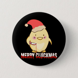 Badge Rond 5 Cm Joyeux Cluckmas, Poulet de Noël Drôle