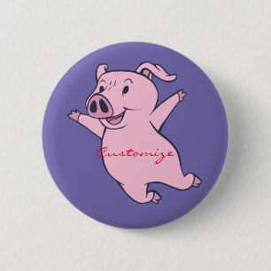 Badge Rond 5 Cm Joyeux Cochon rose Sauter Thunder_Cove