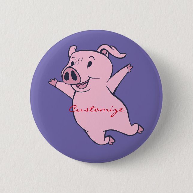 Badge Rond 5 Cm Joyeux Cochon rose Sauter Thunder_Cove (Devant)