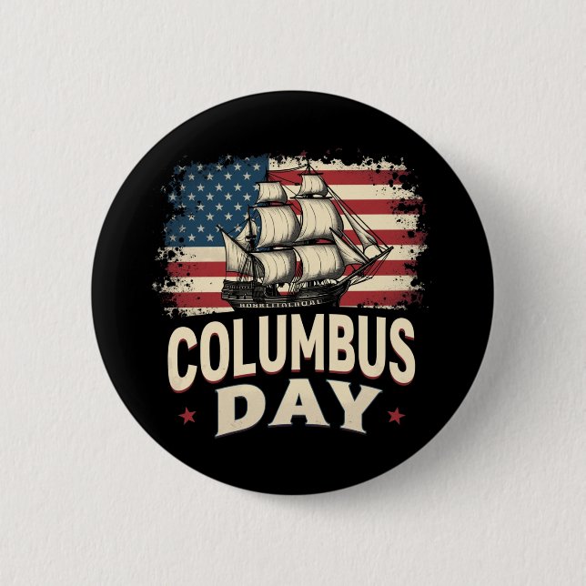 Badge Rond 5 Cm Joyeux Columbus Day of Exploration and Reflection (Devant)