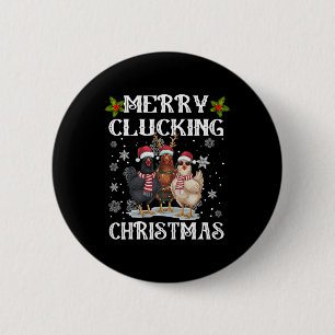 Badge Rond 5 Cm Joyeux coup de canard Noël Drôle poulet Santa Hat