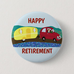 Badge Rond 5 Cm Joyeux couple de retraite en voyage caravane