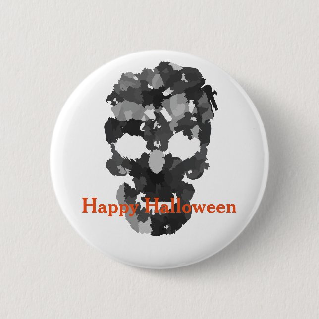 Badge Rond 5 Cm Joyeux crâne d'Halloween (Devant)