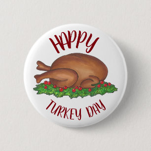 Badge Rond 5 Cm Joyeux dindon Jour Thanksgiving Diner Cranberries