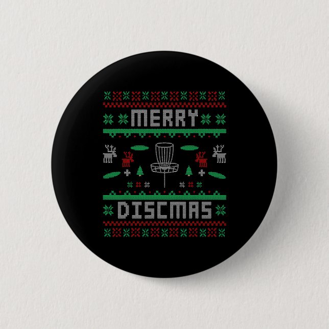 Badge Rond 5 Cm Joyeux Disques Golf Vilain Noël Joyeux Chris (Devant)