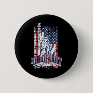 Badge Rond 5 Cm Joyeux Drapeau Américain 4 juillet Patriotique US