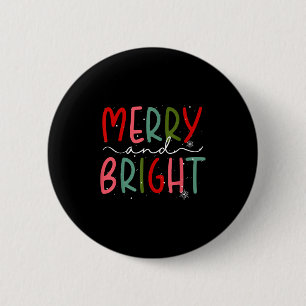 Badge Rond 5 Cm Joyeux et lumineux Noël Femmes Filles Enfants Tout