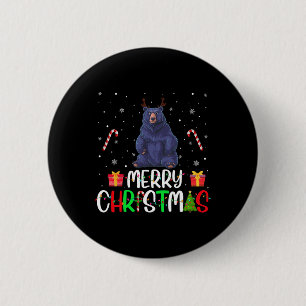Badge Rond 5 Cm Joyeux feux de Noël Ours Reindeer Casquette Xmas P