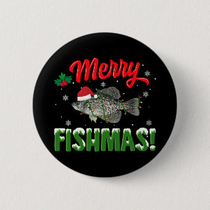 Badge Rond 5 Cm Joyeux Fish Noël amateur de poisson