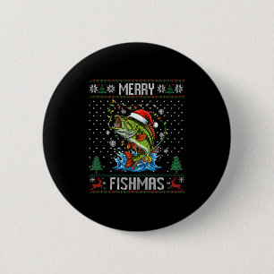 Badge Rond 5 Cm Joyeux Fish Noël B Poisson Pêche de Noël Sweat Pêc